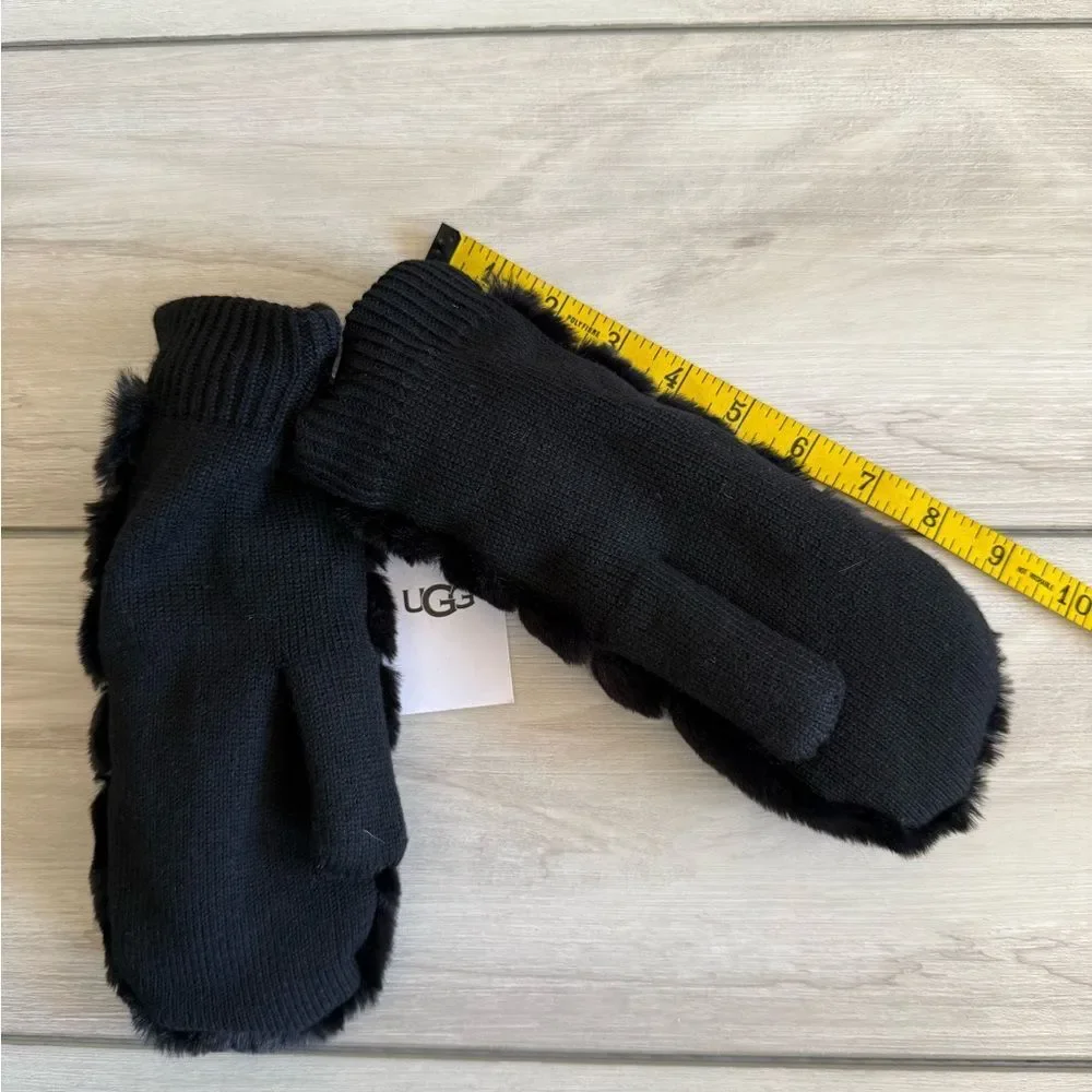 UGG Faux Fur Mittens Black L/XL NWT